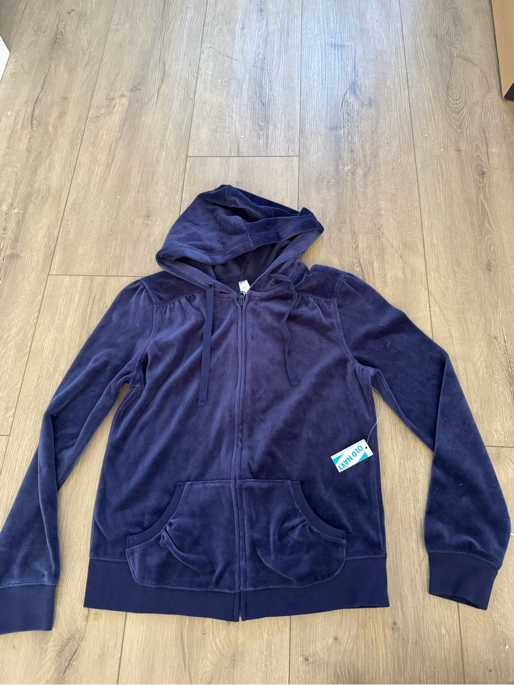 Women Old Navy Blue Hooded Zip-Up Jacket Vintage